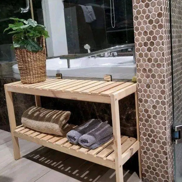 2 Rak Serbaguna Kayu Minimalis 2 Tingkat