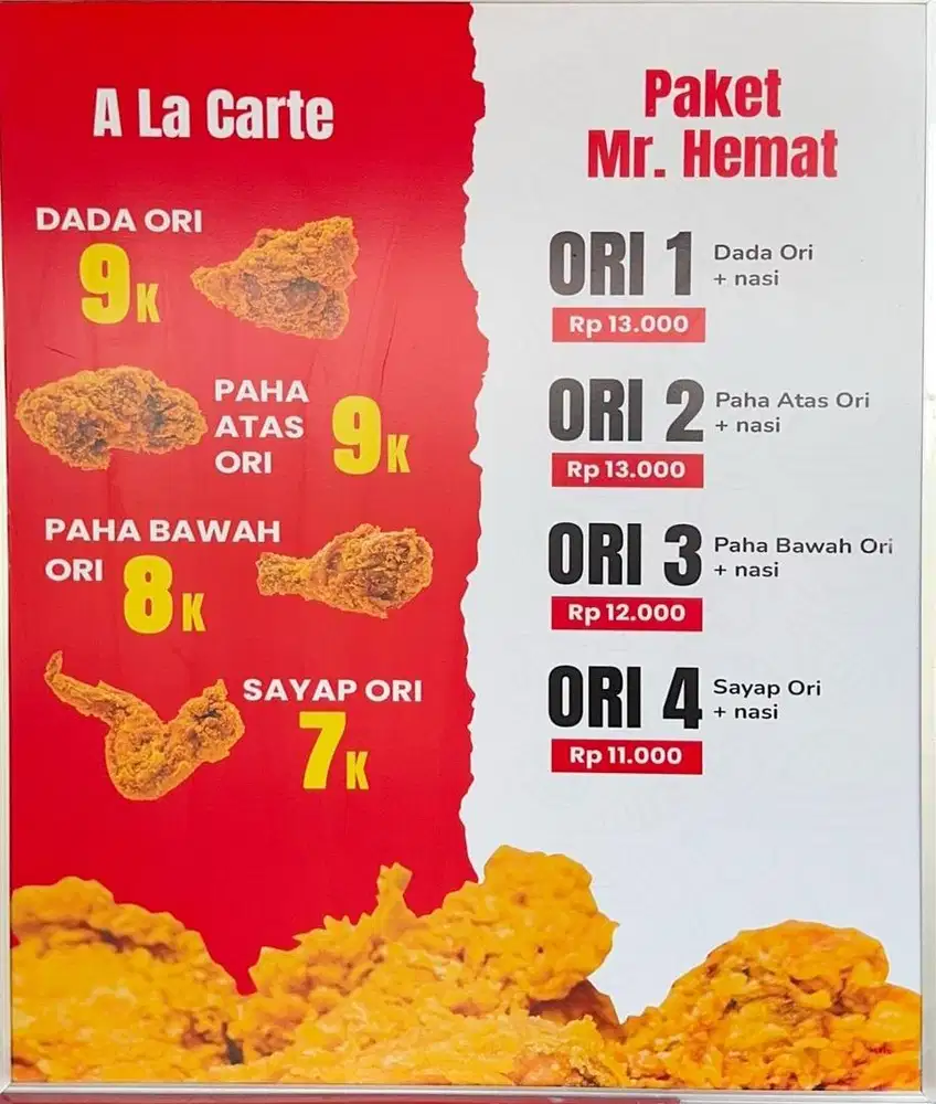 Menerima pesanan ayam fried chicken