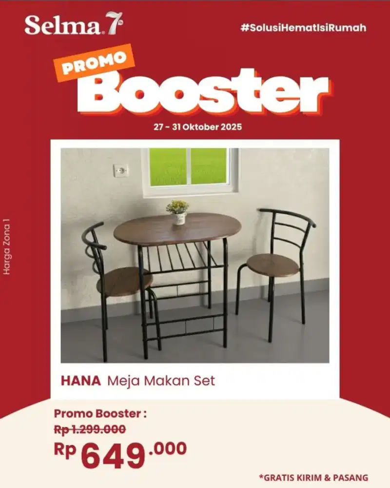 PROMO BOOSTER SET MEJA MAKAN MINIMALIS LOKASI SELMA CIPINANG INDAH