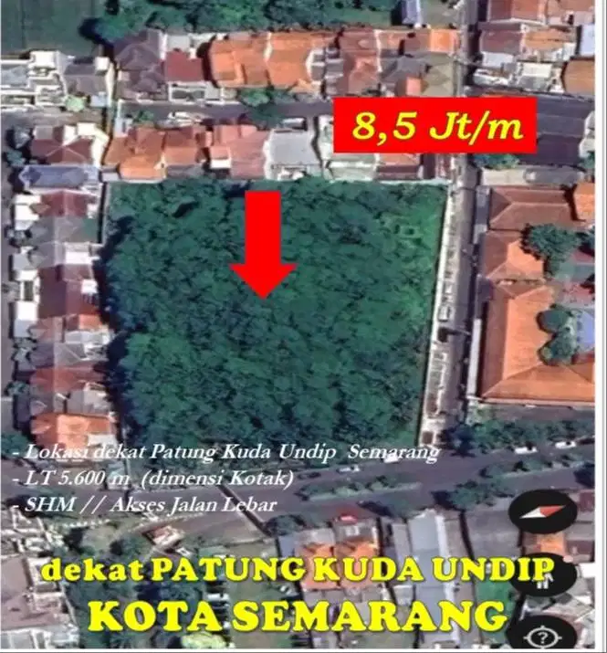 Tanah dekat Patung Kuda Undip Semarang (Dekat SMPN 24 & Perumahan SBI)
