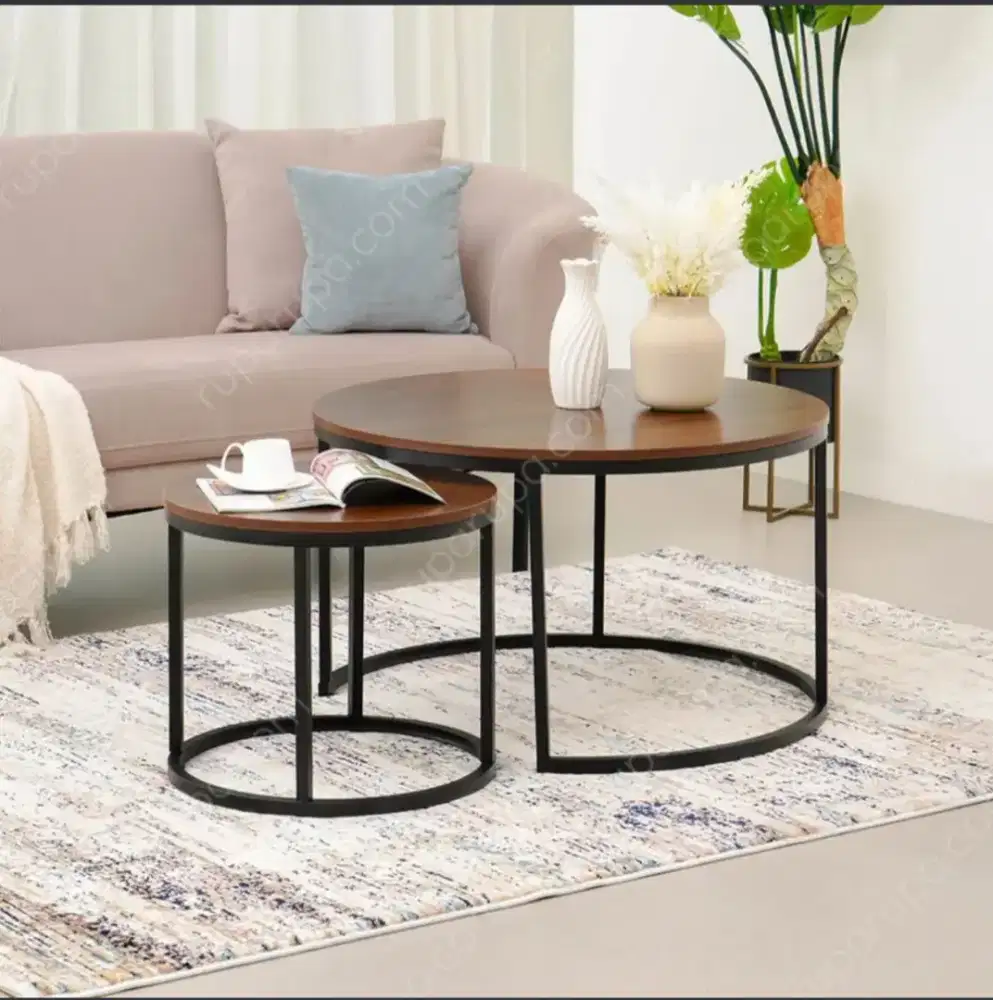 Informa Set 2pcs Jesse Meja Tamu & Meja Sisi - Cokelat Walnut