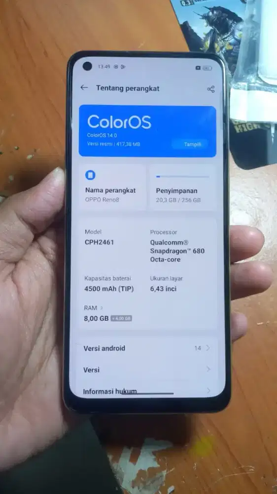 Oppo reno 8 ram 8/256gb
