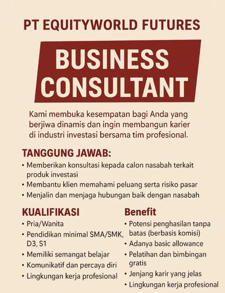 Lowongan kerja Business Consultant