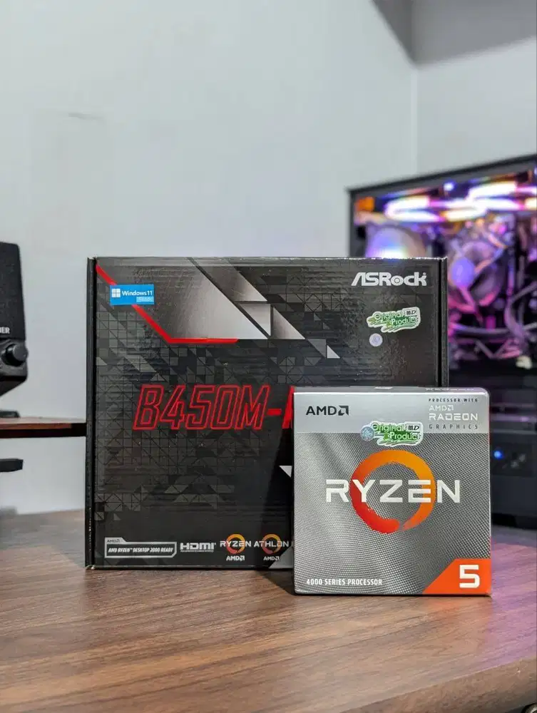 AsRock B450M HDV + Ryzen 5 4600G Box Garansi 2028
