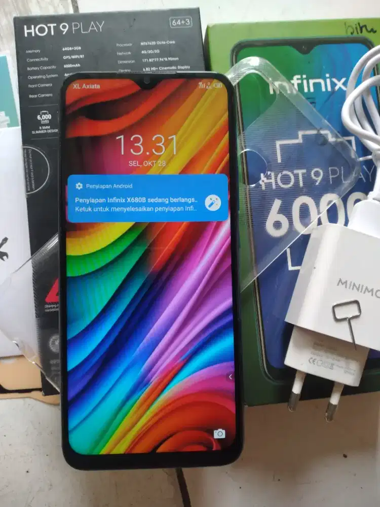 Infinix Hot'9,Play 3/64ori'an Mulus Smua,Oke NoMinus,NoRetak Fullset