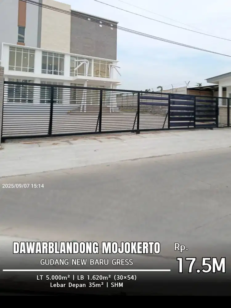DIJUAL GUDANG NEW GRESS DAWARBLANDONG MOJOKERTO! LOKASI STRATEGIS!