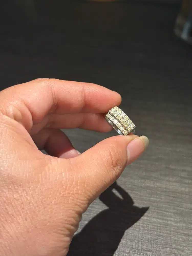 Berlian Asli Ada Memo cincin Perak Murni