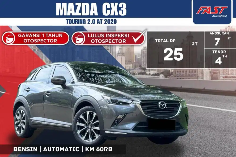 MAZDA CX3 TOURING 2020 2.0 AT KM.60RB NOPOL GANJIL& PAJAK PANJANG#F2ST