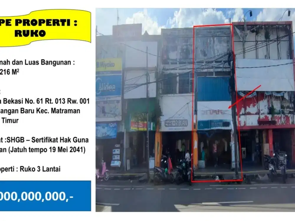 Dijual Ruko 3 Lantai Siap Pakai - Matraman Jakarta Timur