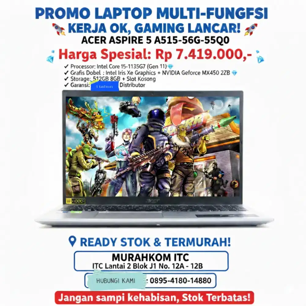 Acer Aspire 5 A515-56G-55Q0 with Intel i5-1135G7 NVIDIA MX450 8GB RAM