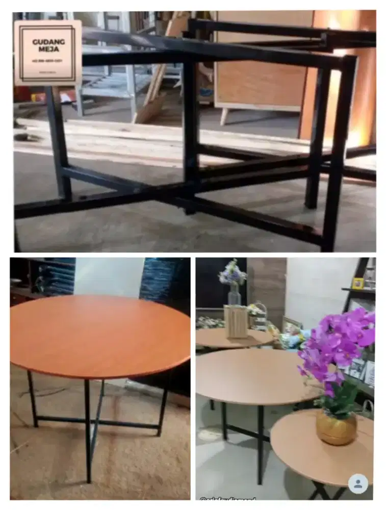 Meja Makan Prasmanan D120/75 Kaki Silang Lepas Pasang