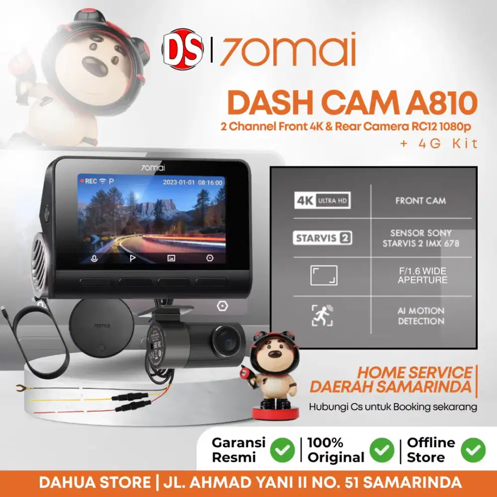 Dashcam 70mai A810 Set Front 4K 2160p rear HDR 1080p