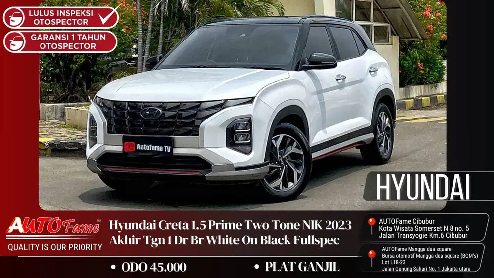 Hyundai Creta 1.5 Prime Two Tone NIK 2023 Akhir Tgn 1 Dr Br White On B