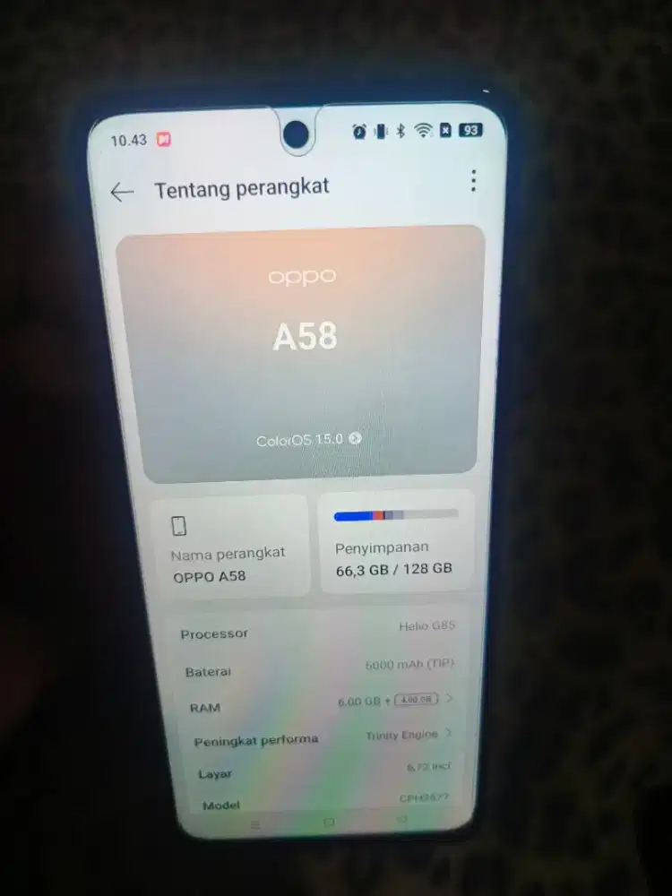 Oppo a58. Ram 6/128.masi ori. HP no minjs