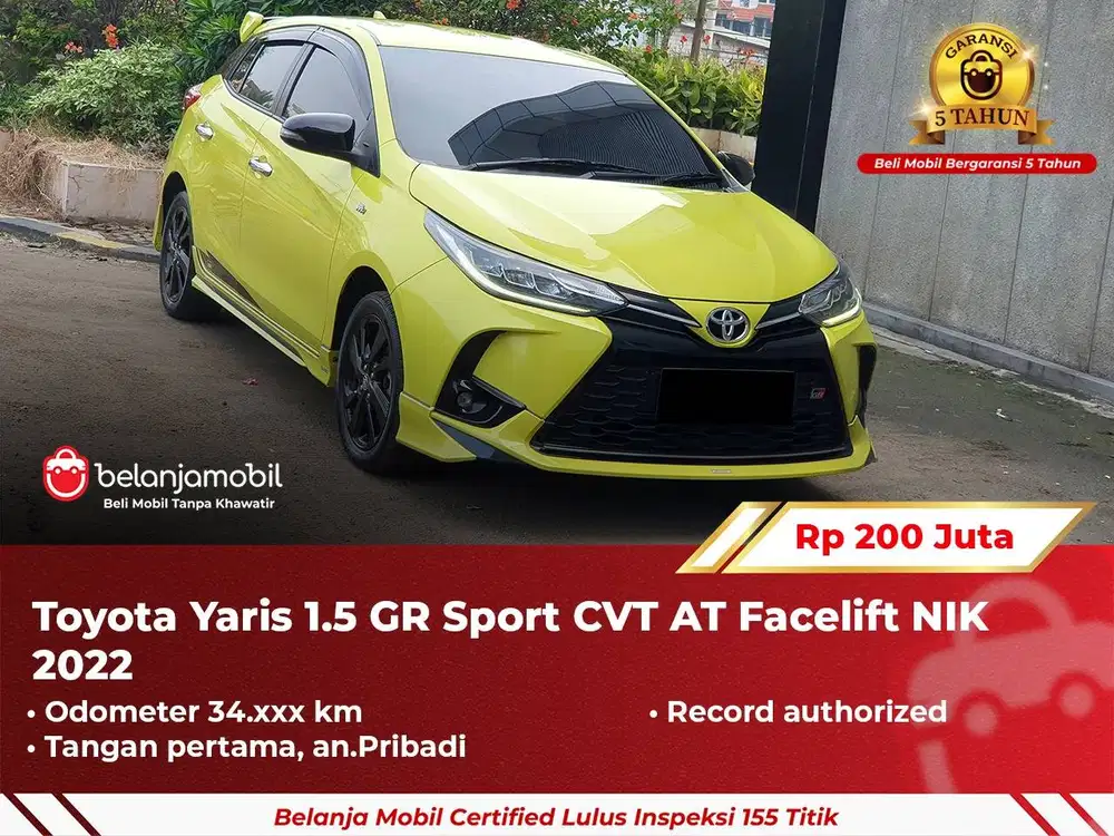 [ GARANSI 5TH ] Toyota Yaris 1.5 GR Sport CVT AT Facelift 2022 2023