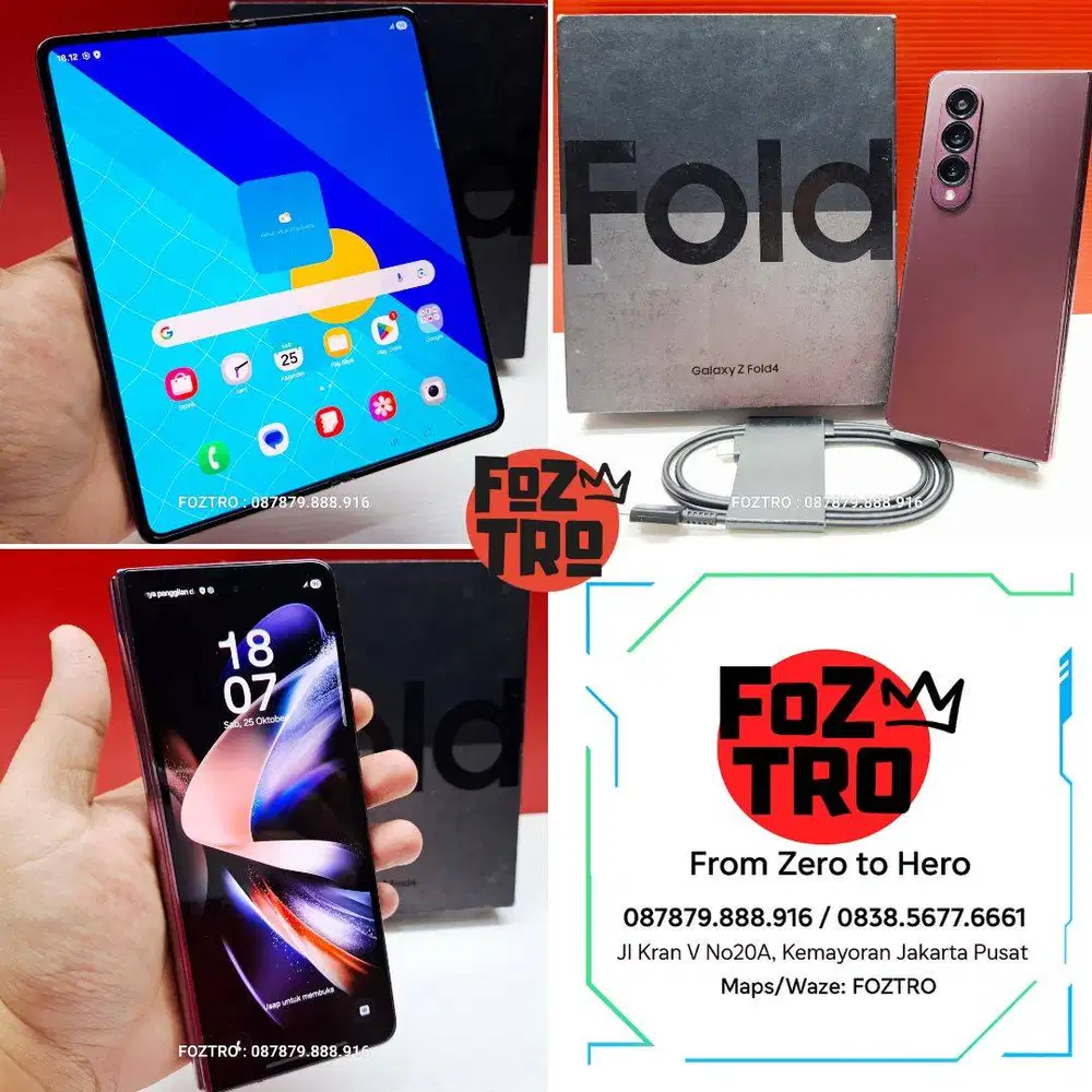 EXCLUSIVE Samsung Galaxy Z Fold 4 12/512GB BURGUNDY Fullset RESMI