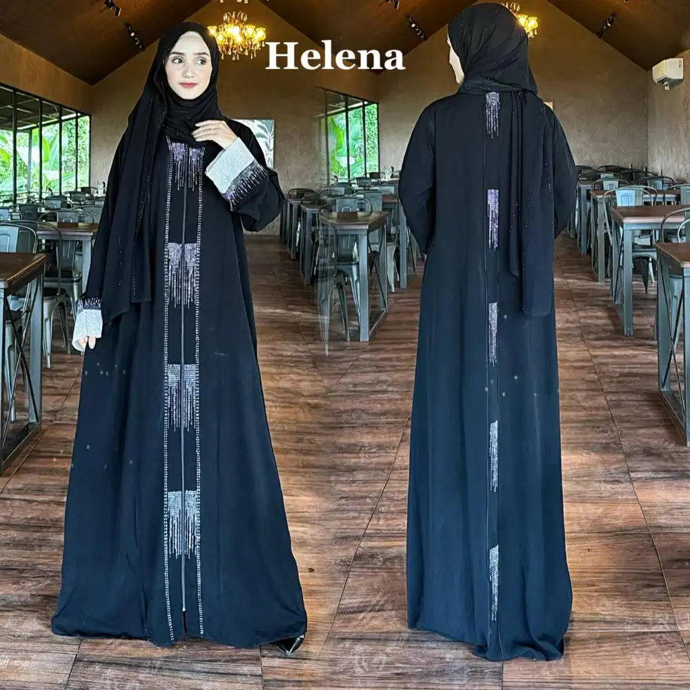 abaya Daun black diamond