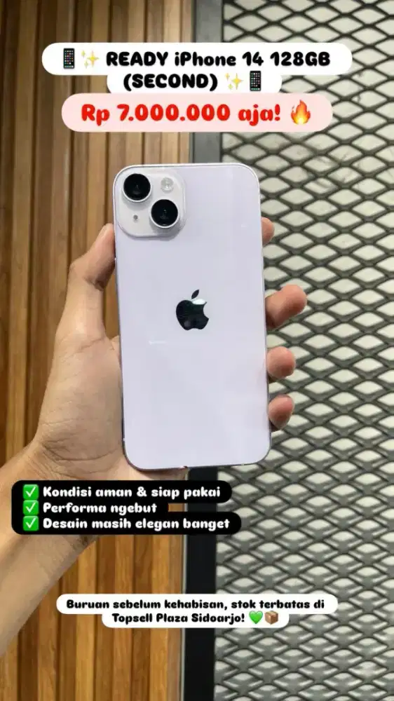 IPhone 14 128 GB Second Berkualitas-Garansi ganti unit 30 Hari