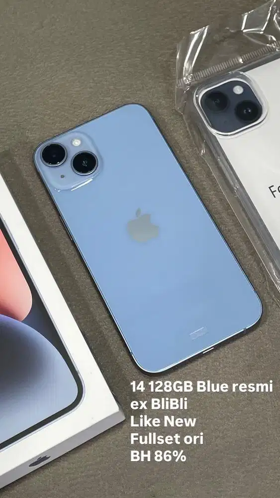 iphone 14 128GB Blue Resmi ex BliBli Like New