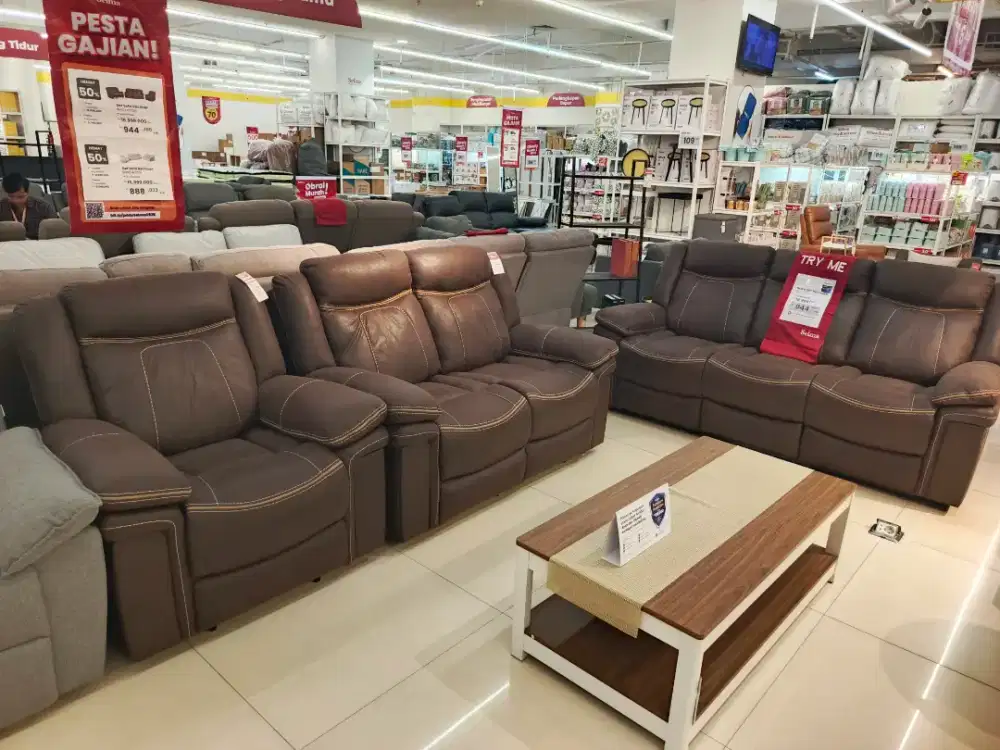 SOFA SET RECLINER SULTAN PALING MURAH, LOKASI SELMA CIPINANG INDAH