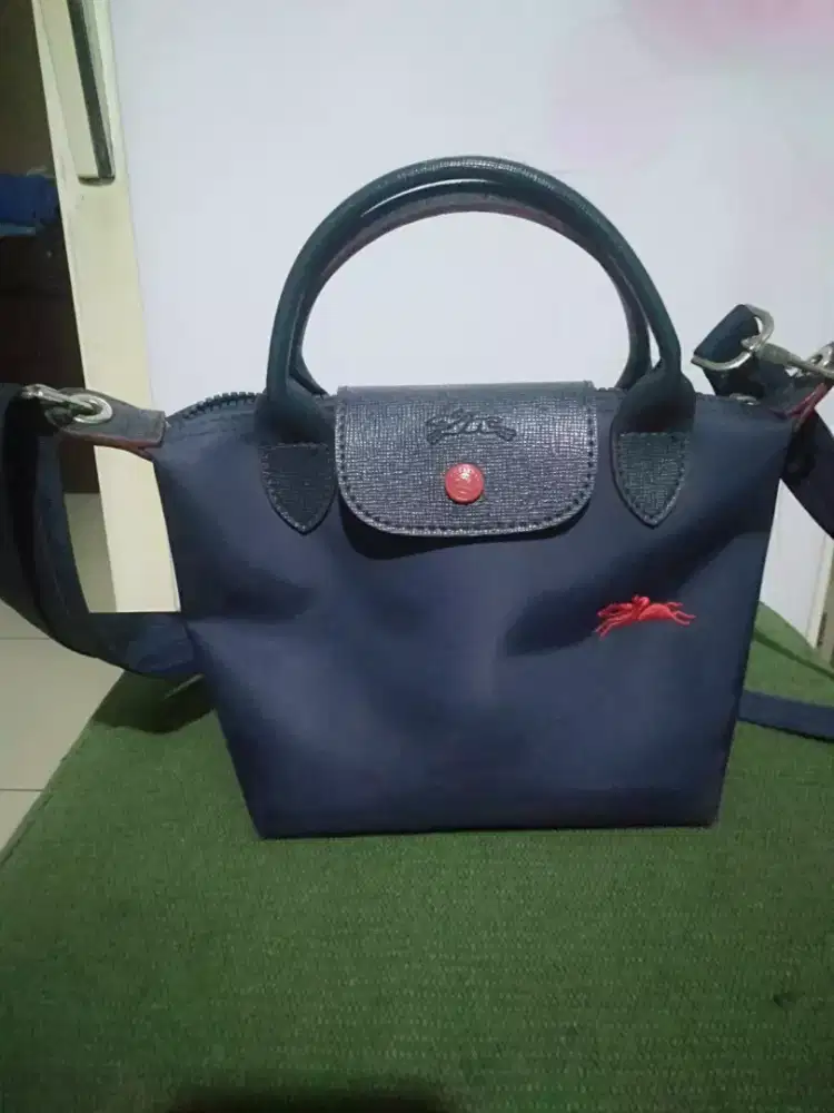 Tas longchamp navy bahan tebal