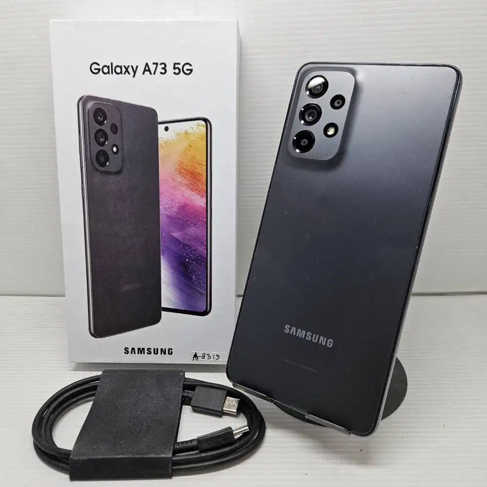KOMPLIT MULUS SAMSUNG GALAXY A73 5G 8/256 GREY EX SEIN FULLSET