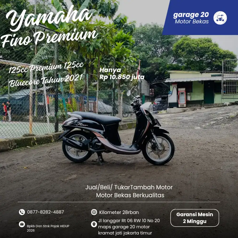 Yamaha Fino Premium 125cc Bluecore Fi Tahun 2021 Pajak Hidup