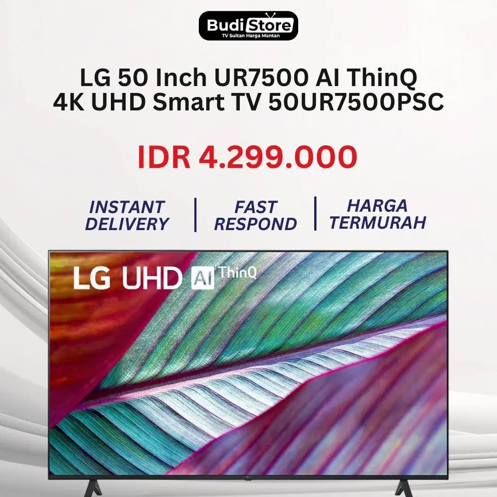 LG 50 Inch UR7500 AI ThinQ 4K UHD Smart TV 50UR7500PSC