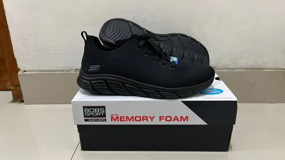 Sepatu Skechers Bobs Sport Memory Foam Black Size 38 Original - NEW