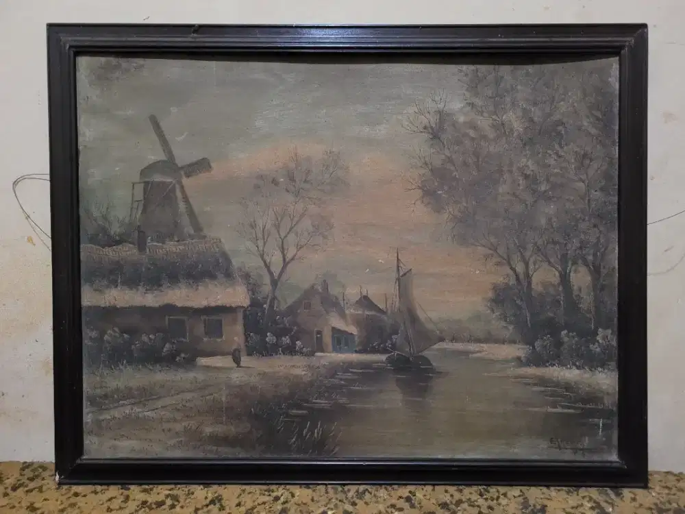 Lukisan Pelukis Eropa Vintage 1960 Ex Kesultanan Surakarta