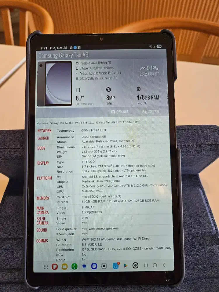 Samsung Tablet Tab A9 4/64 LTE (simcard) mulus