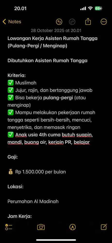 Lowongan Kerja Asisten Rumah Tangga (Pulang-Pergi / Menginap) LokerART