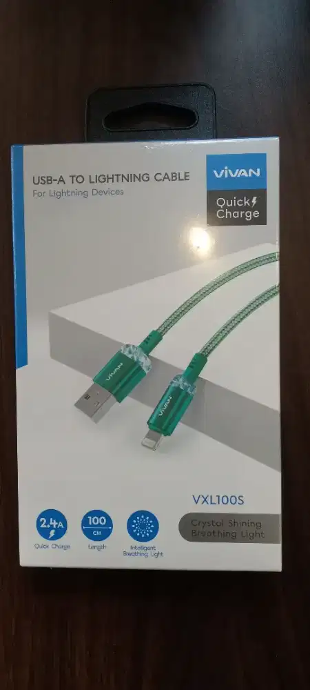 VIVAN Kabel Data iPhone Lightning 1M Fast Charging 2.4A VXL100