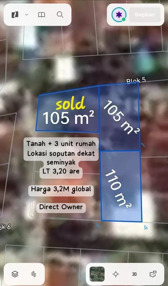 Dijual Tanah Bonus Bangunan Berlokasi Soputan Denpasar Bali