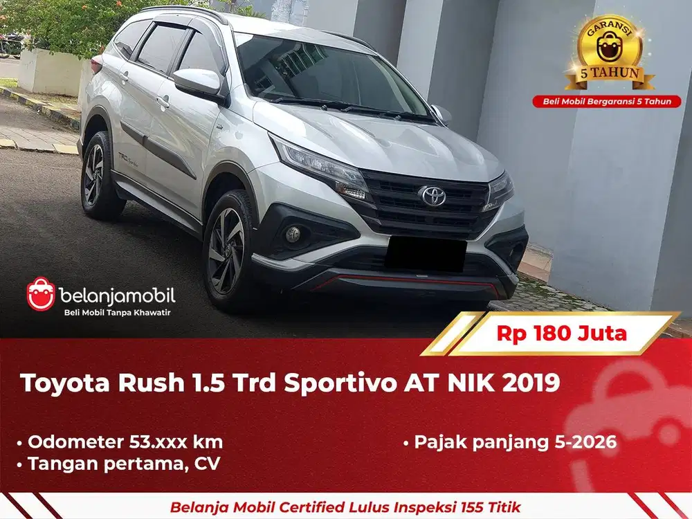 [ GARANSI 5TH ] Toyota Rush 1.5 Trd Sportivo AT Silver 2019/2020