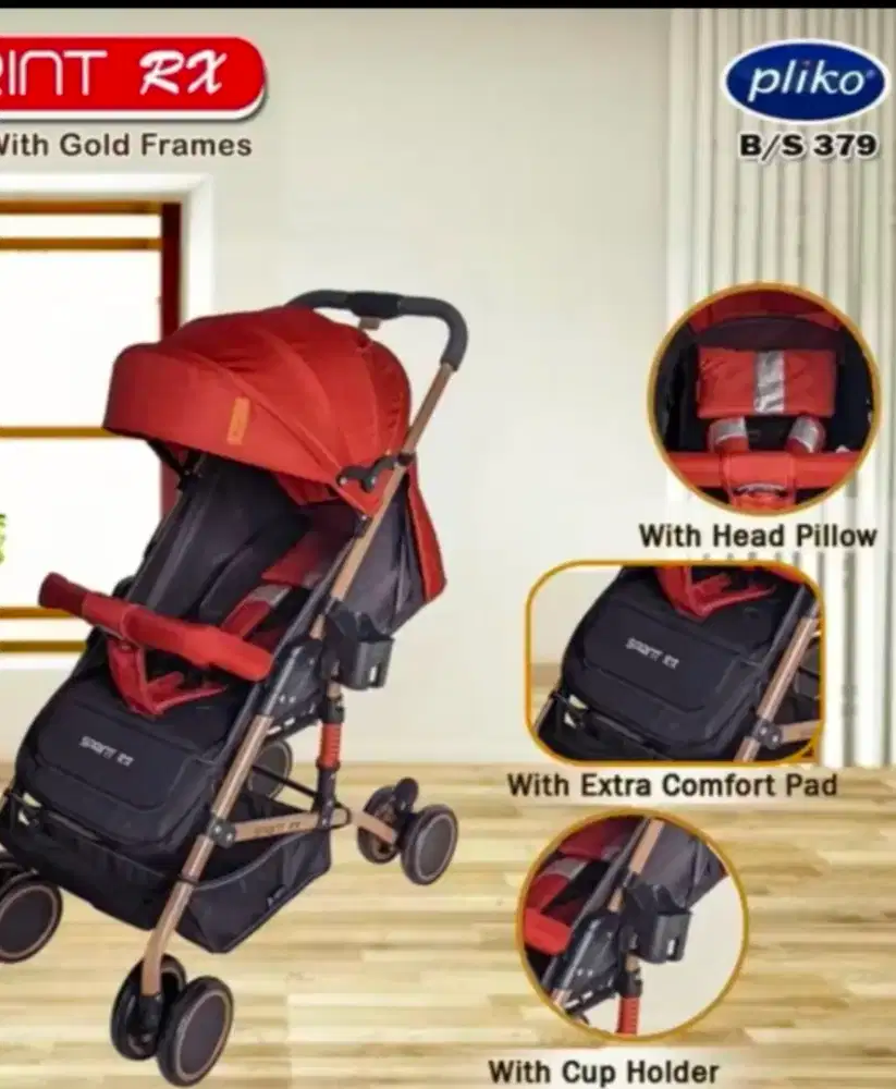 Stroler bayi merk pliko warna maroon