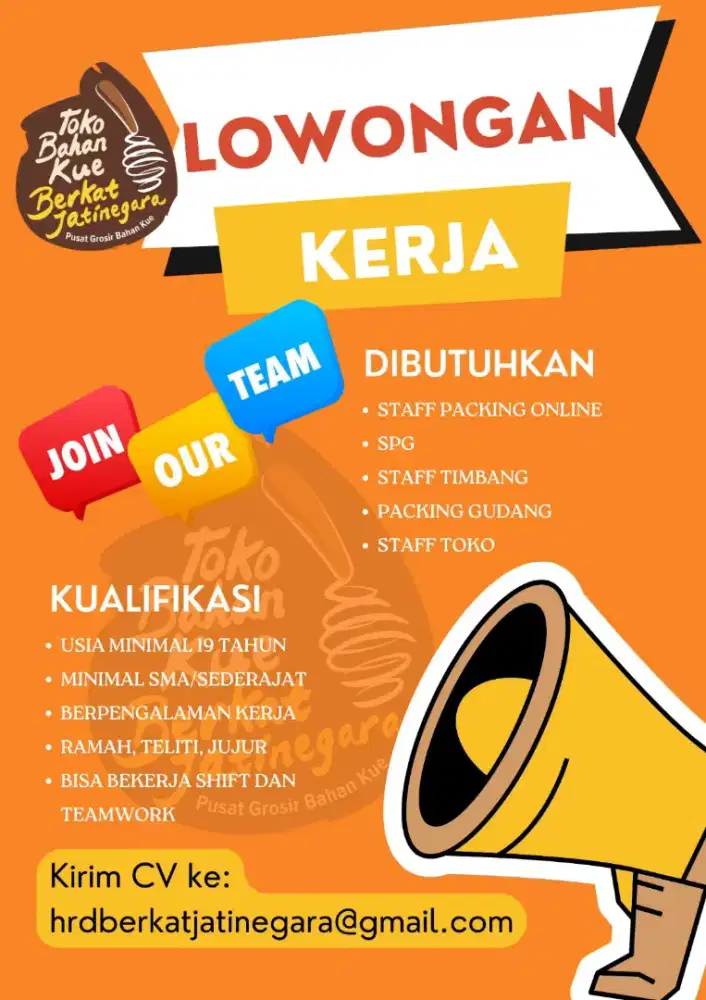 Lowongan Kerja di Toko Bahan Kue Berkat Jatinegara