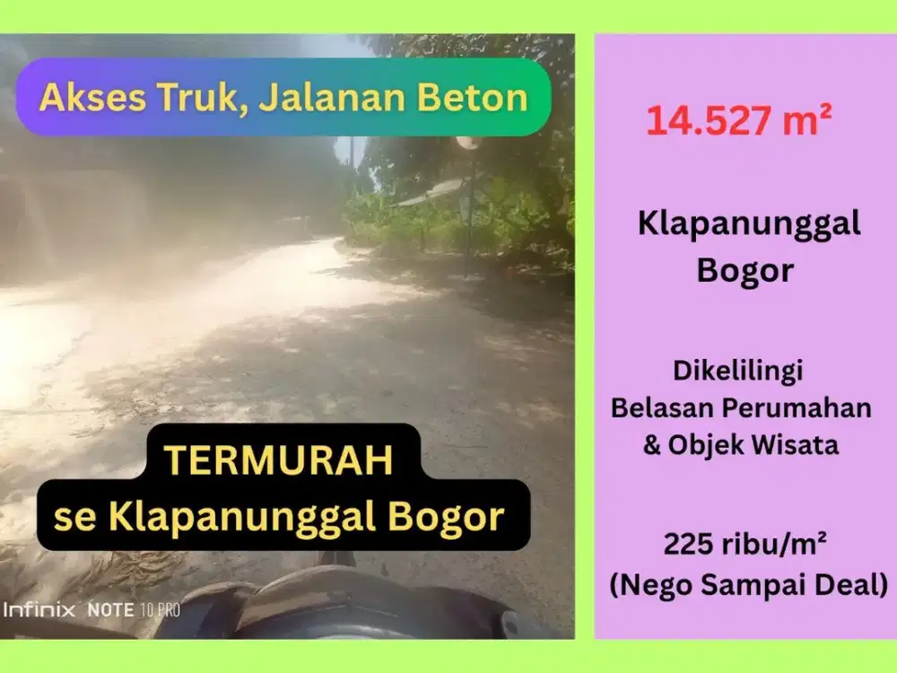 Jual Tanah Strategis 1 Hektaran di Klapanunggal Bogor –  200 Ribuan per m2, Akses Mudah ke Cibubur & Tol Cileungs