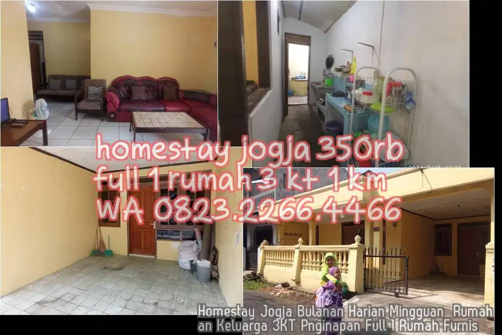 Homestay Jogja Bulanan Harian Mingguan  Rumahan Keluarga 3KT Pnginapan