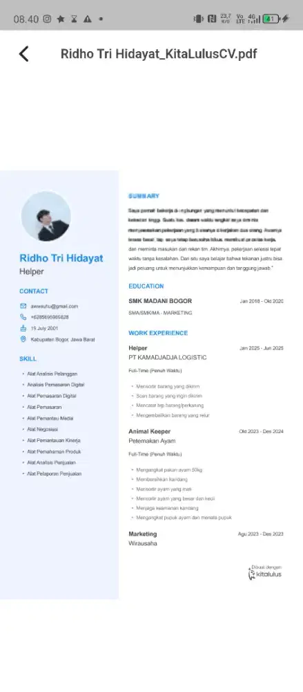 Cari pekerjaan apa saja asal halal lulusan smk