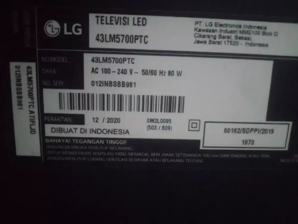 Tv LG 43 smart bluetooth no minus