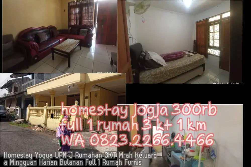 Homestay Yogya UPN J Rumahan 3KT Mrah Keluarga Mingguan Harian Bulanan