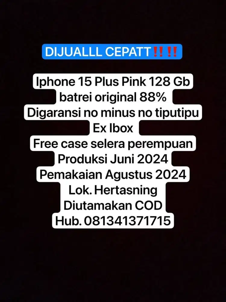 Jual Cepat Ip 15 Plus Pink 128 GB Ibox
