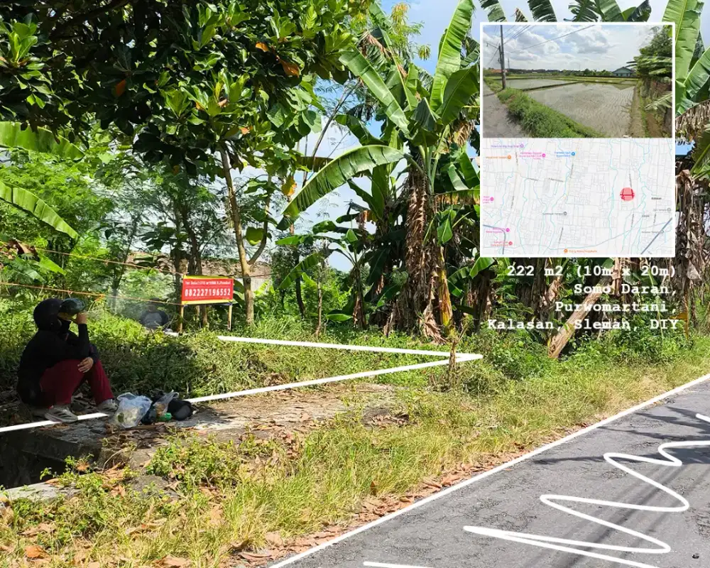 Tanah SHM-P 222 m² Siap Bangun, Purwomartani, 5 menit Gerbang Tol