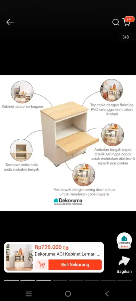 Kabinet lemari dapur kayu minimalis DEKORUMA