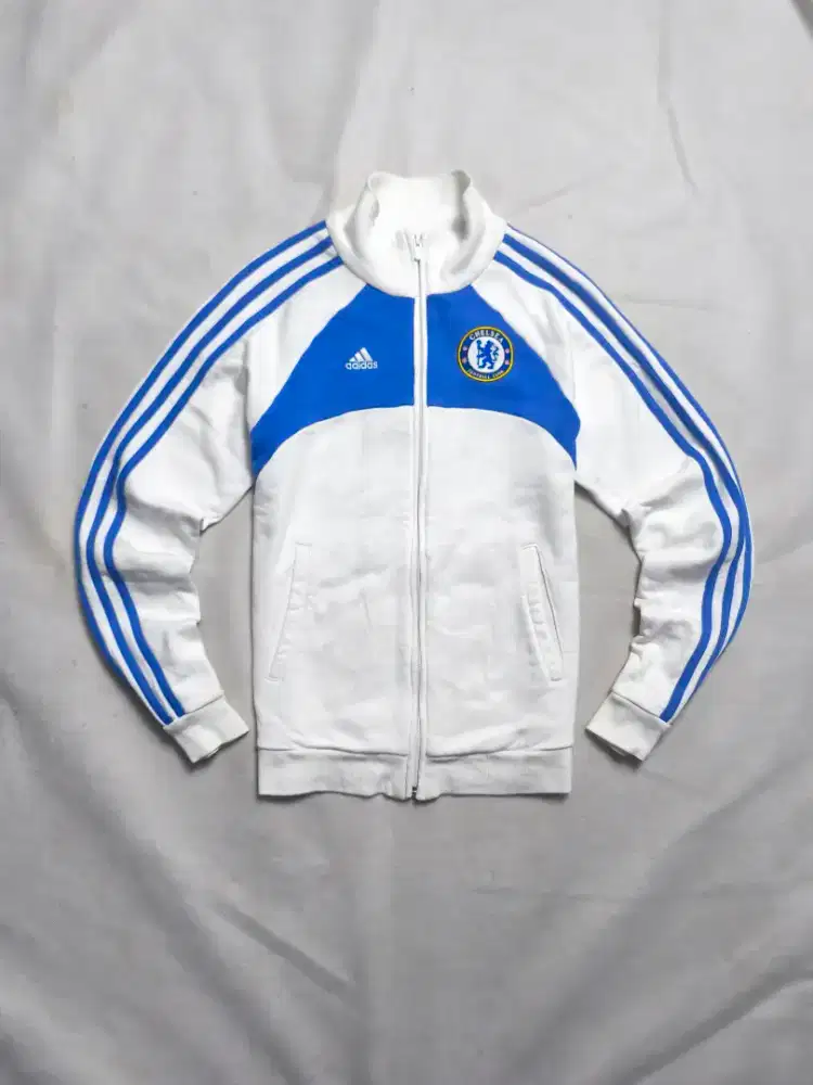 Adidas White & Blue Chelsea Sweat Zip Hoodie Jacket