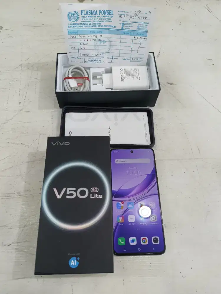 Vivo V50 Lite 5G (12+12/512 GB) Hitam. Fullset smpai surat².
