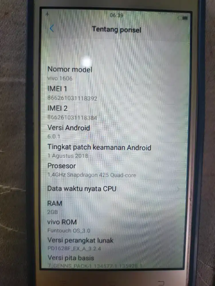 Jual ajj nihh Vivo Y53 1605 - RAM 2 GB / 16 GB