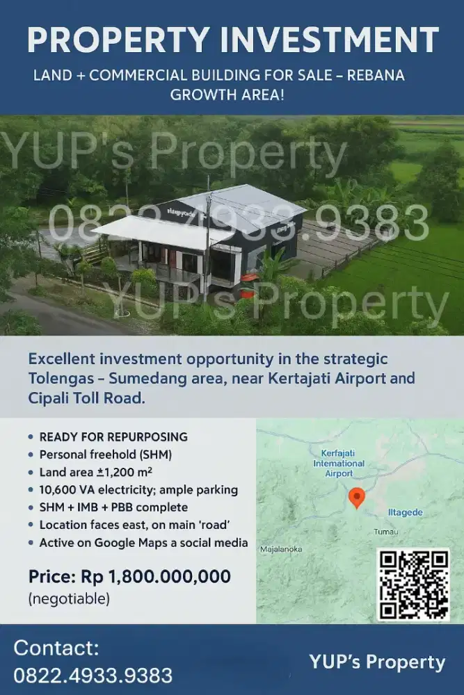 YUP's Aset Komersial 1.200 m² dekat BIJB dan Waduk Jatigede.