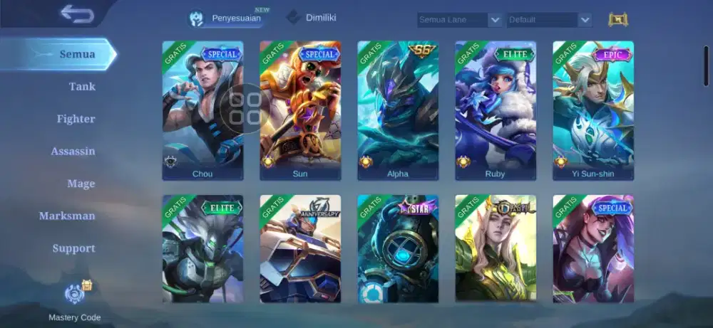 Dijual akun ml mau pensi skin banyak